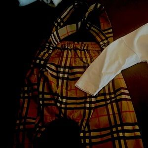 Burberry shirt and bottom.